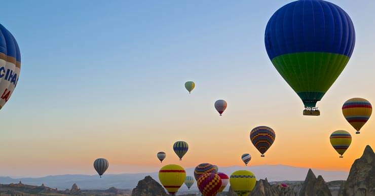 Hot air balloons in the sky